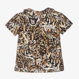 Roberto Cavalli-Бежево-черный хлопковый топ для девочек | Childrensalon Outlet