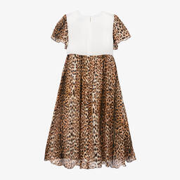 Roberto Cavalli-Girls Beige Leopard & Arabesque Dress | Childrensalon Outlet