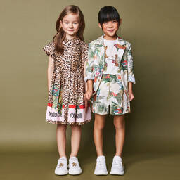 Roberto Cavalli-Girls Beige Leopard Print Shirt Dress | Childrensalon Outlet