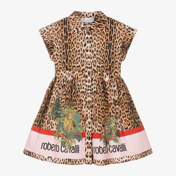 Roberto Cavalli-Girls Beige Leopard Print Shirt Dress | Childrensalon Outlet