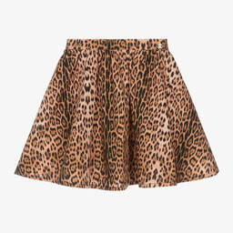 Roberto Cavalli-Girls Beige Leopard Print Skirt | Childrensalon Outlet