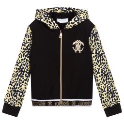 Roberto Cavalli-Girls Black Cotton Zip-Up Top | Childrensalon Outlet