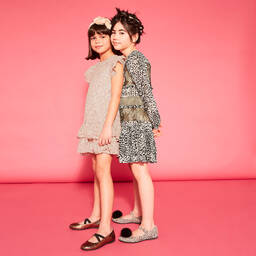 Roberto Cavalli-Girls Black Gold Lace Silk Dress | Childrensalon Outlet