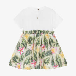 Roberto Cavalli-Girls Botanical Cotton Dress in Jade & Ivory | Childrensalon Outlet