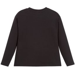 Roberto Cavalli-Girls Embroidered Black Top | Childrensalon Outlet