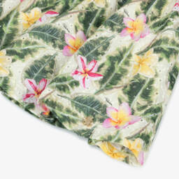 Roberto Cavalli-Girls Green & White Leafy Cotton Frock | Childrensalon Outlet