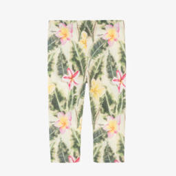 روبرتو كفالي -بنطلون ليقنز بناتي أخضر بأوراق وزهور | Childrensalon Outlet