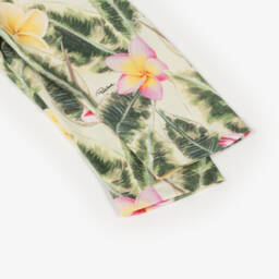 روبرتو كفالي -بنطلون ليقنز بناتي أخضر بأوراق وزهور | Childrensalon Outlet