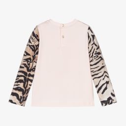 Roberto Cavalli-Girls Pink Cotton Tiger Top | Childrensalon Outlet