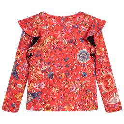 Roberto Cavalli-Girls Red Floral Top  | Childrensalon Outlet