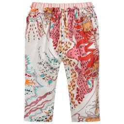 روبرتو كفالي -بنطلون قصير حرير لون أبيض وزهري للبنات | Childrensalon Outlet