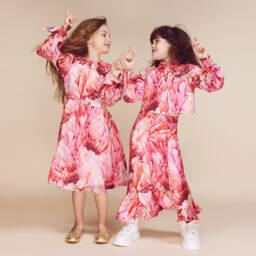 Roberto Cavalli-Girls Silk Dress with Feather Design | Childrensalon Outlet