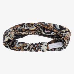 روبرتو كفالي -طوق للرأس قطن جيرسي لون بيج وأسود للبنات | Childrensalon Outlet