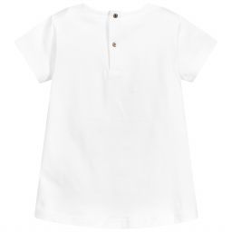 Roberto Cavalli-Girls White Cotton T-Shirt | Childrensalon Outlet
