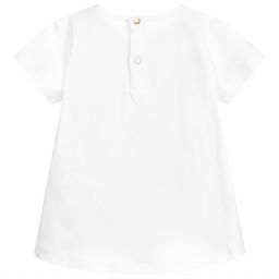 Roberto Cavalli-Girls White Cotton T-Shirt | Childrensalon Outlet