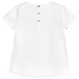 Roberto Cavalli-Girls White Cotton T-Shirt | Childrensalon Outlet