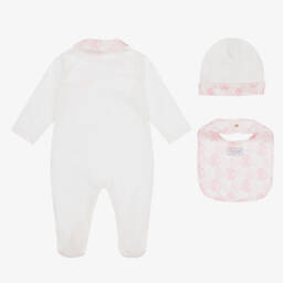 Roberto Cavalli-Girls White & Pink Logo Set | Childrensalon Outlet