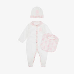 Roberto Cavalli-Girls White & Pink Logo Set | Childrensalon Outlet