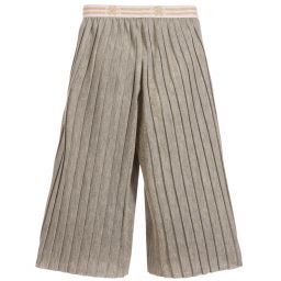 Roberto Cavalli-Grey & Gold Pleated Culottes | Childrensalon Outlet