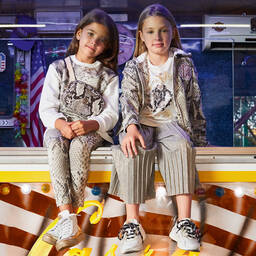 Roberto Cavalli-Grey & Gold Pleated Culottes | Childrensalon Outlet