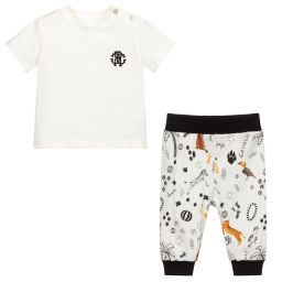 Roberto Cavalli-Ivory Cotton Baby Outfit Set | Childrensalon Outlet