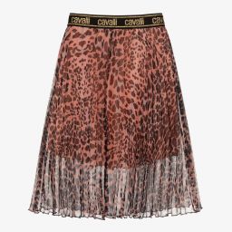 Roberto Cavalli-Pink Leopard Pleated Skirt | Childrensalon Outlet
