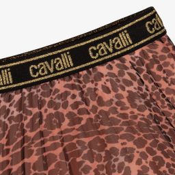 Roberto Cavalli-Pink Leopard Pleated Skirt | Childrensalon Outlet