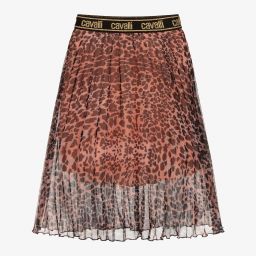 Roberto Cavalli-Pink Leopard Pleated Skirt | Childrensalon Outlet