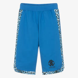 Roberto Cavalli-Teen Boys Blue Cotton Jaguar Shorts | Childrensalon Outlet
