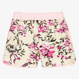 Roberto Cavalli-Бежевые шорты с цветами для девочек-подростков | Childrensalon Outlet