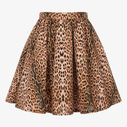 Roberto Cavalli-Teen Girls Beige Leopard Print Skirt | Childrensalon Outlet