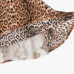 Roberto Cavalli-Teen Girls Beige Leopard Print Skirt | Childrensalon Outlet