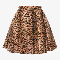 Roberto Cavalli-Teen Girls Beige Leopard Print Skirt | Childrensalon Outlet