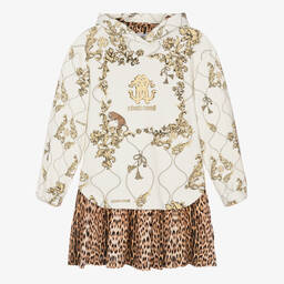 روبرتو كفالي -فستان بطبعة الفهد قطن لون عاجي وبيج للمراهقات | Childrensalon Outlet