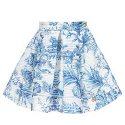 Roberto Cavalli-White & Blue Organza Skirt | Childrensalon Outlet
