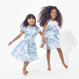 Roberto Cavalli-White & Blue Organza Skirt | Childrensalon Outlet