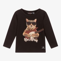 Rock Your Baby-Baby Black Cat Print Top | Childrensalon Outlet