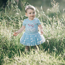 Rock Your Baby-Baby Girls Blue Cotton Swans Dress | Childrensalon Outlet