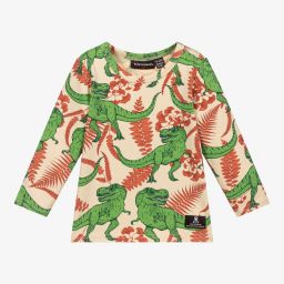 Rock Your Baby-Beige Cotton Dino Baby Top | Childrensalon Outlet