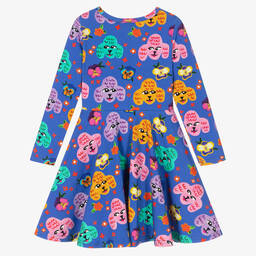 روك يور بيبي-فستان قطن جيرسي لون أزرق بطبعة ورود | Childrensalon Outlet