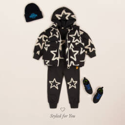 Rock Your Baby-Boys Black Starry Cotton Hoodie | Childrensalon Outlet