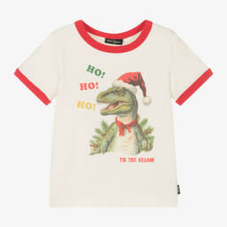Rock Your Baby-Boys Festive Dino Ivory Tee | Childrensalon Outlet