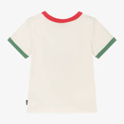 روك يور بيبي-تيشيرت بطبعة سانتا على لوح تزلج قطن لون عاجي | Childrensalon Outlet