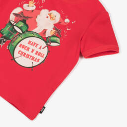 روك يور بيبي-تيشيرت بطبعة إحتفالية قطن لون أحمر | Childrensalon Outlet