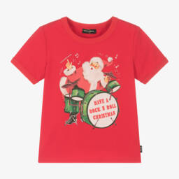 روك يور بيبي-تيشيرت بطبعة إحتفالية قطن لون أحمر | Childrensalon Outlet