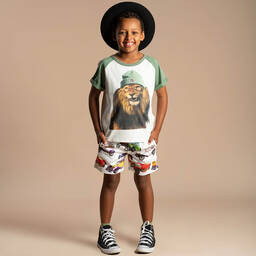 Rock Your Baby-Boys White & Green Lion T-Shirt | Childrensalon Outlet