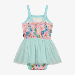 روك يور بيبي-فستان قطن جيرسي و تول لون أخضر للمولودات | Childrensalon Outlet