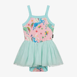 روك يور بيبي-فستان قطن جيرسي و تول لون أخضر للمولودات | Childrensalon Outlet