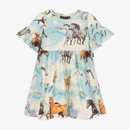 Rock Your Baby-Girls Blue Cotton Horse Dress | Childrensalon Outlet