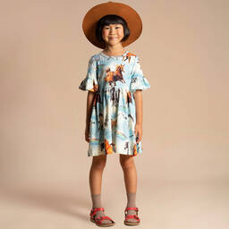Rock Your Baby-Girls Blue Cotton Horse Dress | Childrensalon Outlet